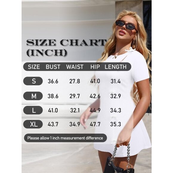 Women White Short Sleeve Mini Dress with White Bow Details Elegant Party Outfit - Picture 2 of 9
